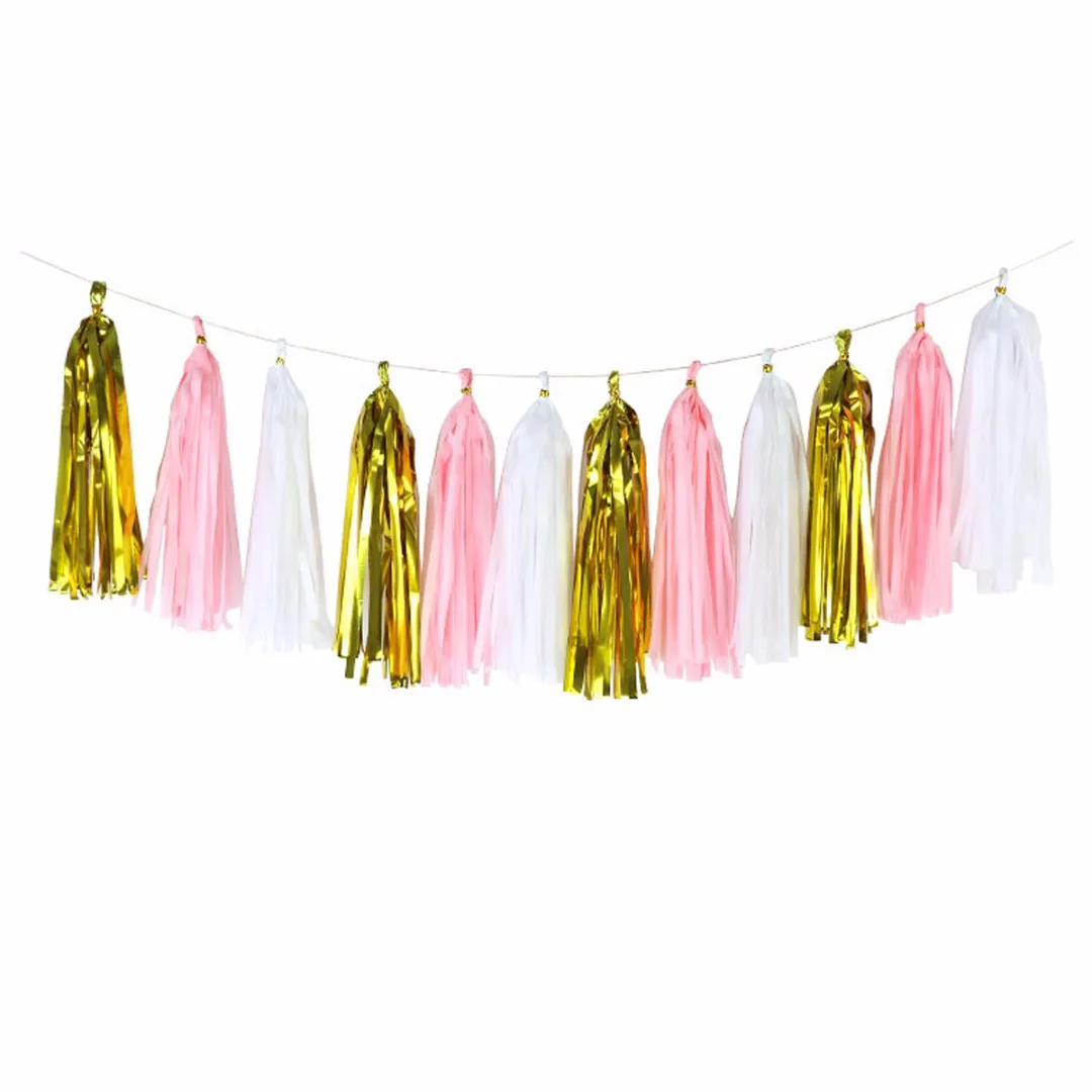 JX-LCLYL 15Pcs Tissue Paper Pom Poms Tassel Garland Bunting Wedding Birthday Party Decor