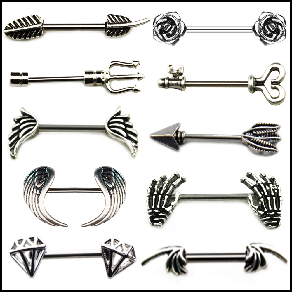 Showlove-1 Pair Surgical Steel Bat Wings Arrow Feather Nipple Shield Rings Nipple Bars Nipple Barbell Ring Piercing Body Jewelry
Showlove-1 Pair Surgical Steel Bat Wings Arrow Feather Nipple Shield Rings Nipple Bars Nipple Barbell Ring Piercing Body Jewelry