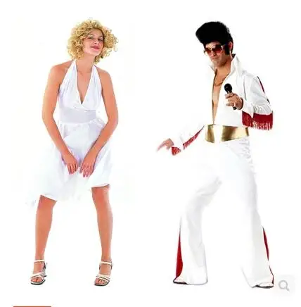 

Cosplay Costumes Halloween Costume Party Clothing Singer White Clothing Adult Elvis Presley Clothing Marilyn Monro Cos Dress