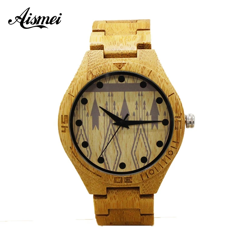 

Aismei Full Wooden Watches Mens Creative Bracelet Analog Natural Bamboo Quartz Wristwatch Male Clocks Top Gifts Reloj de madera