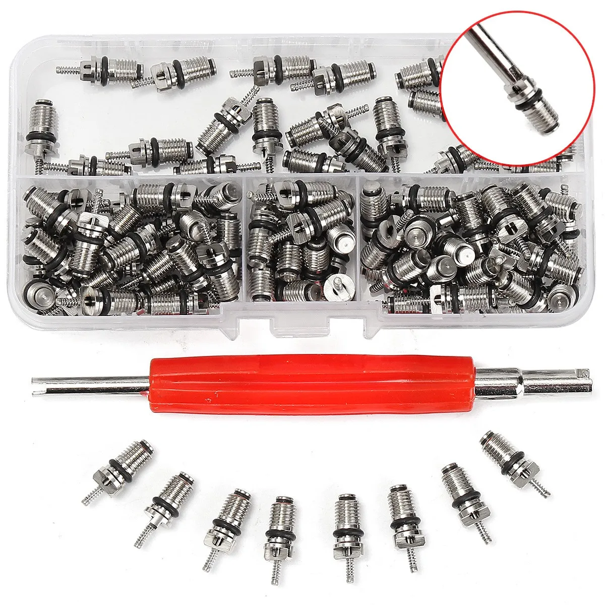 100pcs Automotive Air Conditioning Valve Core+Remover Repair Tool for R134A A/C Air-condition Valve for Toyota for Honda for BMW
100pcs Automotive Air Conditioning Valve Core+Remover Repair Tool for R134A A/C Air-condition Valve for Toyota for Honda for BMW