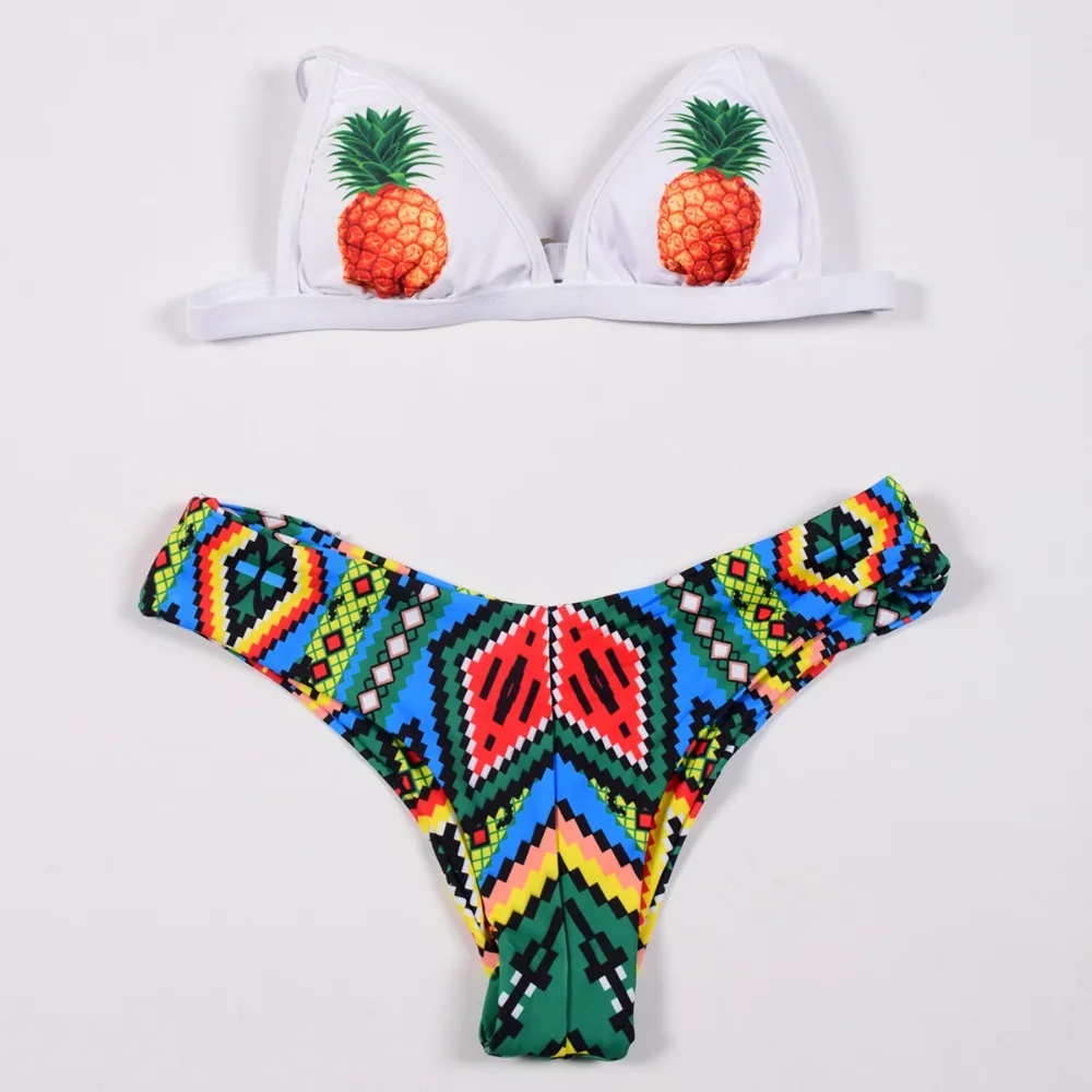 Push up Padded Bikini Bandea Pineapple Printing Brazilian Bikini Set Swimsuit Girls Swimwear Women Bathing Suit Beachwear (2)