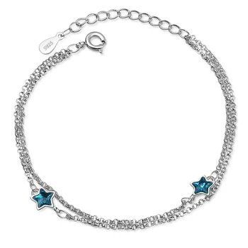 Lovely 925 Sterling Silver Shiny Blue crystal Star Two Layer Chain Link Bracelets Bangles for Women Fashion Valentine's Day Gift
Lovely 925 Sterling Silver Shiny Blue crystal Star Two Layer Chain Link Bracelets Bangles for Women Fashion Valentine's Day Gift