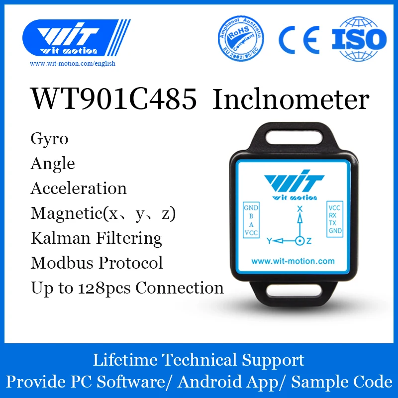 WitMotion WT901C485 High-Stability 9-Axis AHRS Inclinometer Accelerometer+Gyroscope+Angle+Magnet(XYZ), RS485 Modbus Protocol
WitMotion WT901C485 High-Stability 9-Axis AHRS Inclinometer Accelerometer+Gyroscope+Angle+Magnet(XYZ), RS485 Modbus Protocol