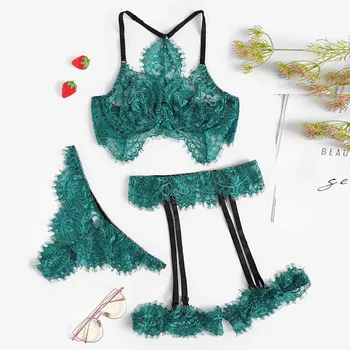 Sexy Exquisite Lace Lingerie Bra and Briefs with Garter Set Babydoll Cut-Out Sleepwear Underwear Nightwear Gift for Girlfriend
Sexy Exquisite Lace Lingerie Bra and Briefs with Garter Set Babydoll Cut-Out Sleepwear Underwear Nightwear Gift for Girlfriend