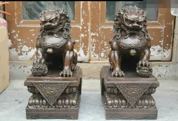 18" China Pure Copper Bronze Fengshui Guardian Door Fu Foo Dog Lion Statue Pair
18" China Pure Copper Bronze Fengshui Guardian Door Fu Foo Dog Lion Statue Pair