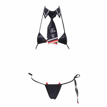 Womens Sexy Devil Cosplay Costumes Japanese School Girl Uniform Straps Three Point Bikini with Tie sexy lingerie set
Womens Sexy Devil Cosplay Costumes Japanese School Girl Uniform Straps Three Point Bikini with Tie sexy lingerie set