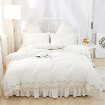 New Korean Dream Princess style White Pink Purple Red Green Girl Bedding Set Duvet Cover Lace Bed Skirt Bed Sheet Pillowcases
New Korean Dream Princess style White Pink Purple Red Green Girl Bedding Set Duvet Cover Lace Bed Skirt Bed Sheet Pillowcases