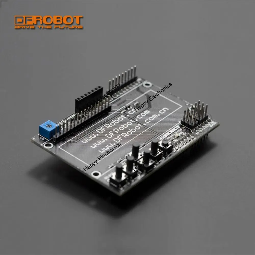 DFRobot back panel PCB of 1602 LCD Keypad Shield for arduino, 5V with potentiometer 5 programmable buttons 1 reset button etc.
DFRobot back panel PCB of 1602 LCD Keypad Shield for arduino, 5V with potentiometer 5 programmable buttons 1 reset button etc.
