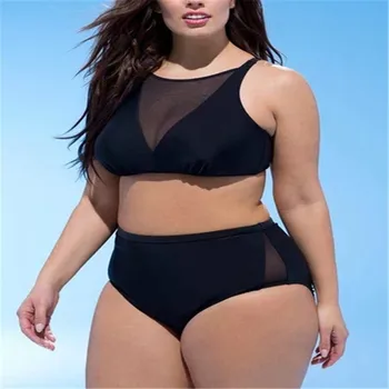 Sexy Two Piece Plus Size High Waist Tankini Set Swimsuit Black Mesh Deep V See Through Crop Top Sport Swimwear For Women
Sexy Two Piece Plus Size High Waist Tankini Set Swimsuit Black Mesh Deep V See Through Crop Top Sport Swimwear For Women