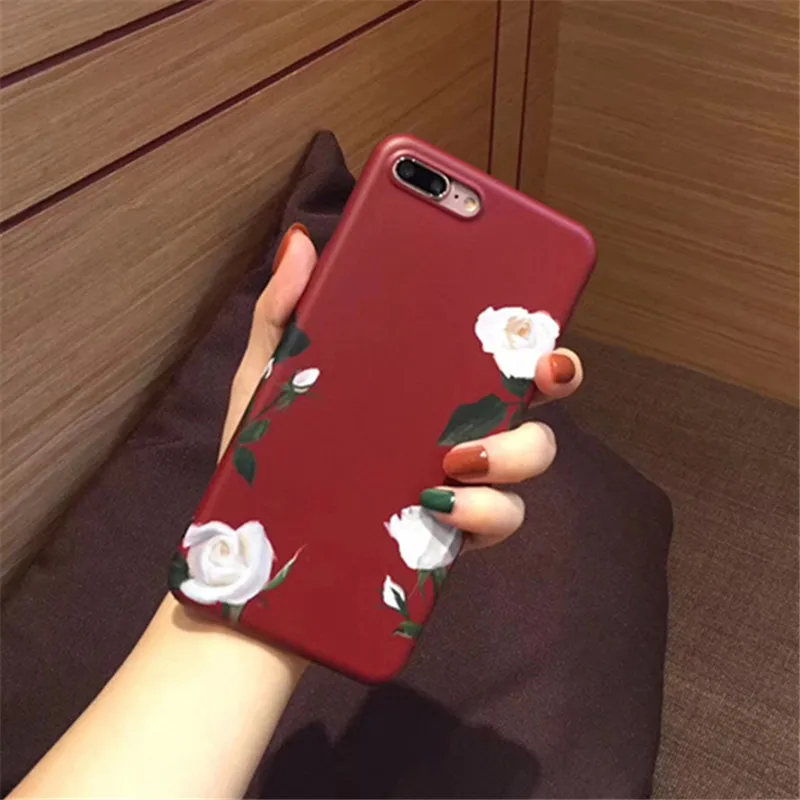 Fashion Simple Retro Red wine color Rose flower phone case for coque iPhone 7 7 plus 8 6 6s plus case silicon for iphone cover X
Fashion Simple Retro Red wine color Rose flower phone case for coque iPhone 7 7 plus 8 6 6s plus case silicon for iphone cover X