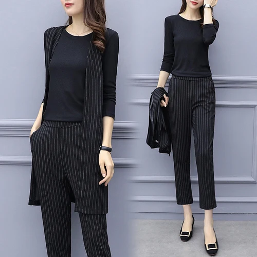 Autumn New Plus Size 5xl Striped Vest Three Piece Set Conjunto Feminino Ol Thin Year-old Female Costume Temperament Women's Suit
Autumn New Plus Size 5xl Striped Vest Three Piece Set Conjunto Feminino Ol Thin Year-old Female Costume Temperament Women's Suit