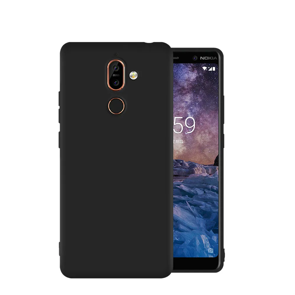 Чехол для Nokia 7 Plus мягкий силиконовый чехол из ТПУ матовый черный ударопрочный nokia