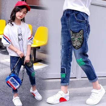 Children cat head jeans teen girl school style princess cartoon sports brand casual 4-10 12 14 years outdoor elastic waist pants
Children cat head jeans teen girl school style princess cartoon sports brand casual 4-10 12 14 years outdoor elastic waist pants