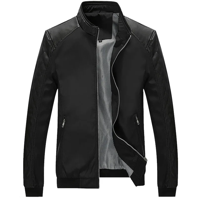Spring Autumn Fashion Men Jacket Big Size M-6XL Stand Collar Casual Jackets Men Coats PU Leather Spliced Design Classical Jacket
Spring Autumn Fashion Men Jacket Big Size M-6XL Stand Collar Casual Jackets Men Coats PU Leather Spliced Design Classical Jacket