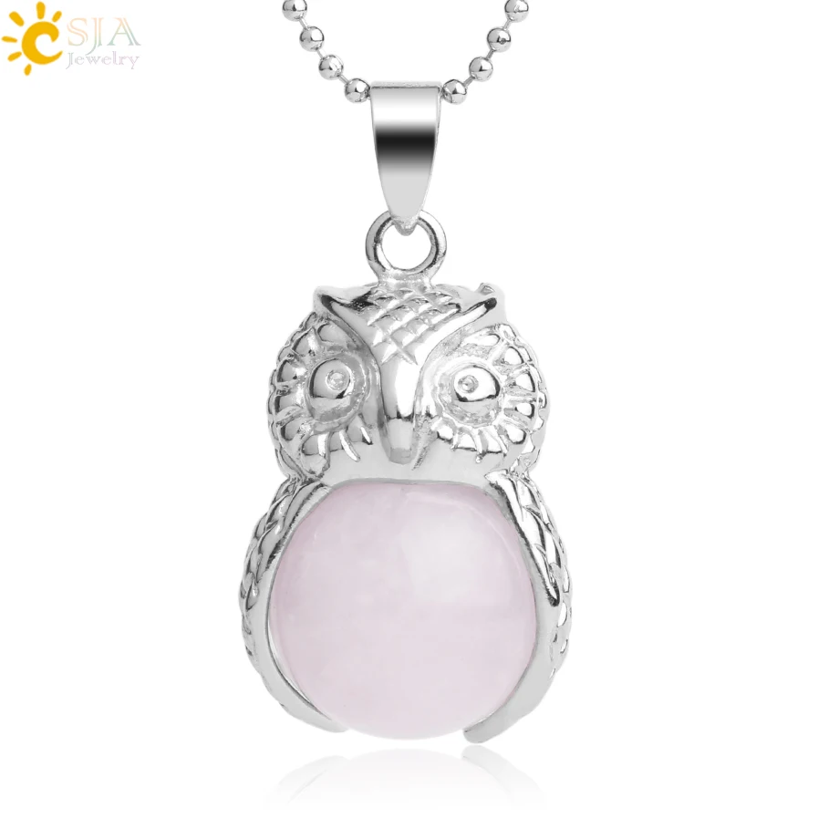 CSJA Natural Stone Pink Quartz Owl Pendants Necklaces Round Ball Bead Cute Animal Pendant for Women Healing Fashion Jewelry G067
CSJA Natural Stone Pink Quartz Owl Pendants Necklaces Round Ball Bead Cute Animal Pendant for Women Healing Fashion Jewelry G067