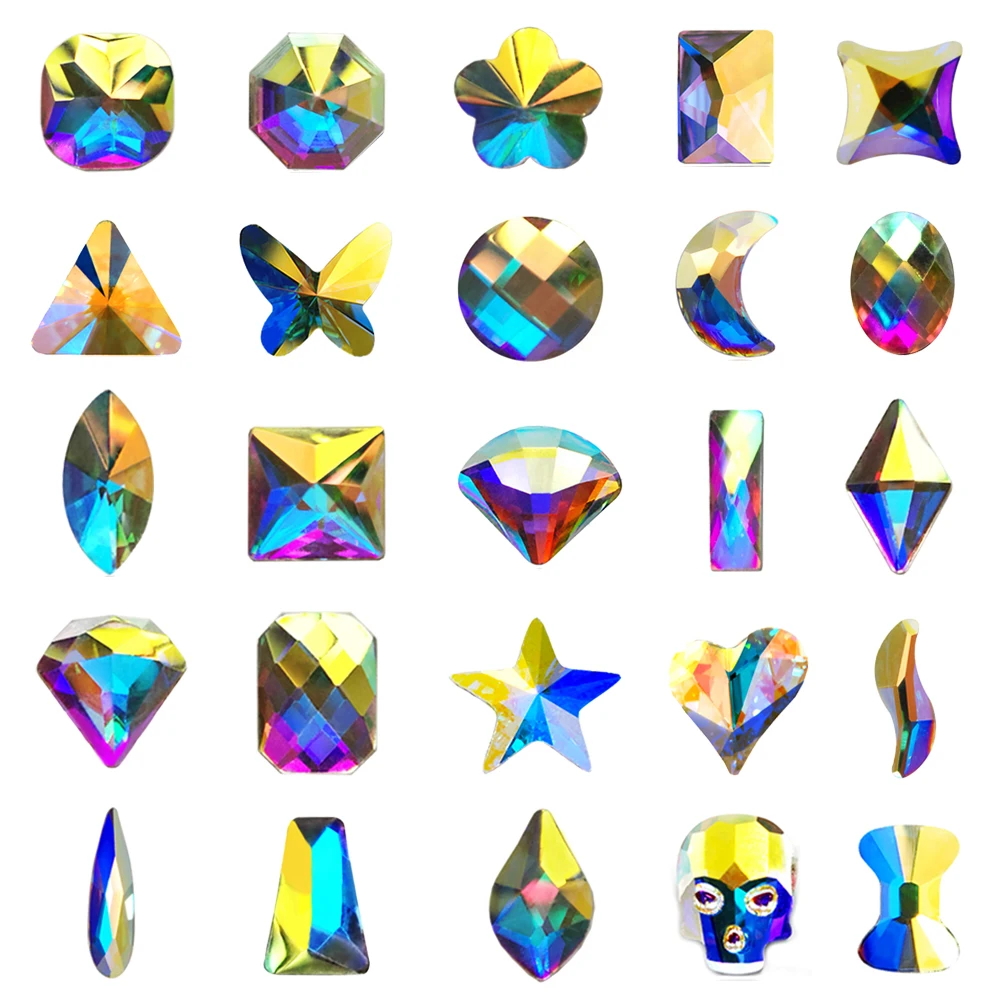 Nail Art Rhinestones 12Pcs/Pack Flat Shaped different Shape and size Glass AB Colorful Stones For 3D Nails Decoration
Nail Art Rhinestones 12Pcs/Pack Flat Shaped different Shape and size Glass AB Colorful Stones For 3D Nails Decoration