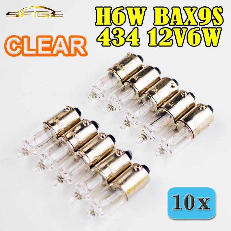 flytop 10 PIECES/Lot H6W 434 BAX9S 12V6W Clear Glass Miniature Lamp C2R Filament Car Bulbs
flytop 10 PIECES/Lot H6W 434 BAX9S 12V6W Clear Glass Miniature Lamp C2R Filament Car Bulbs
