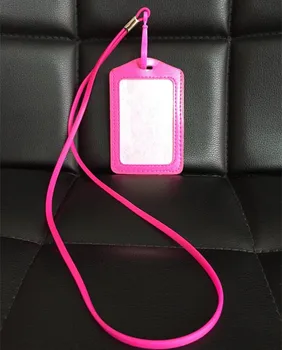 New Arrival PU Work Card Identity Student ID Bus Card Badge Holder Vertical Style With Silicone ID Neck Lanyard 3pcs/lot