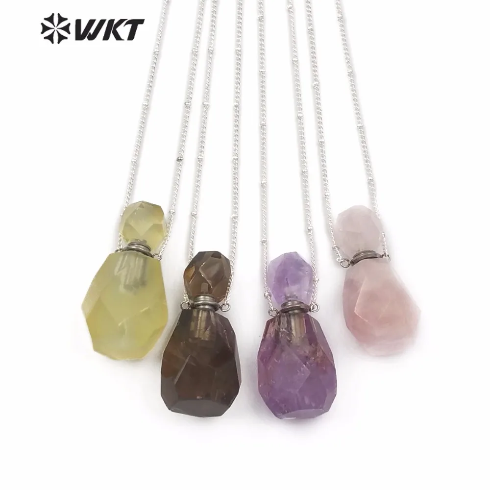 WT-N1145 Creative Perfume Bottle Shape Yellow Citrines Smokey Amethysta Rose Crystal Stone Pendant Silver Chain Quartz Necklace
WT-N1145 Creative Perfume Bottle Shape Yellow Citrines Smokey Amethysta Rose Crystal Stone Pendant Silver Chain Quartz Necklace