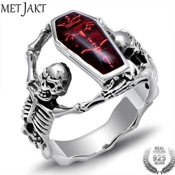 MetJakt Men's Punk Human Bones Skull Ring with Resin Solid 925 Sterling Silver Handmade Halloween Jewelry for Men and Boy
MetJakt Men's Punk Human Bones Skull Ring with Resin Solid 925 Sterling Silver Handmade Halloween Jewelry for Men and Boy