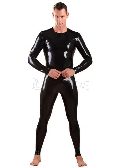 Сексуальный черный мужской латексный костюм кошки резиновый Фетиш боди с