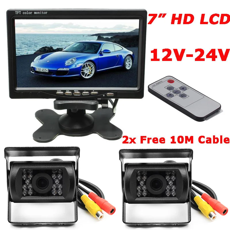 7" TFT LCD Back up Rear View Monitor +2 x 18 IR LED Night Vision Waterproof Reversing Reverse Rearview Camera for Truck RV Bus
7" TFT LCD Back up Rear View Monitor +2 x 18 IR LED Night Vision Waterproof Reversing Reverse Rearview Camera for Truck RV Bus
