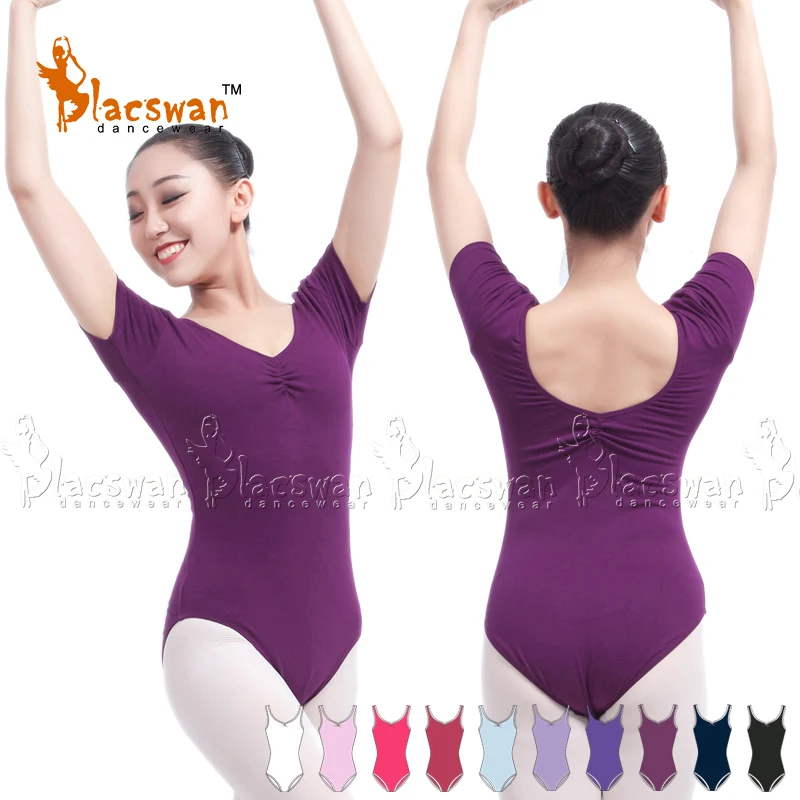 

Adult Sleeve Leotard Cotton lycra spandex dancing leotards with lining front gather ballet leotards BL541 Gym Leotard Dancewear