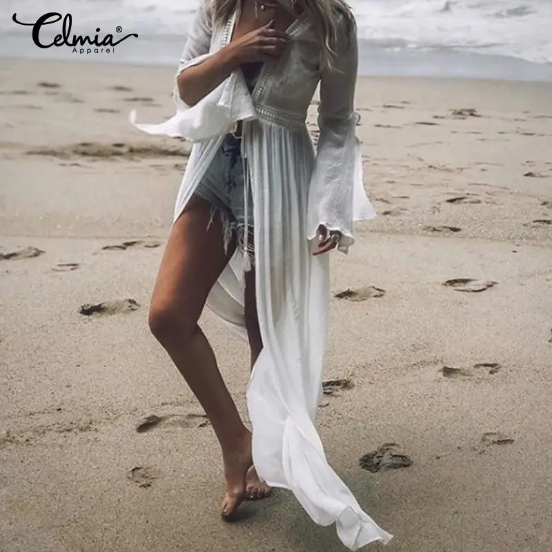 Bohemian Blouses Celmia 2019 Women Kimono Cardigan Long Tops Lace Up Casual Loose Summer Beach Cover Up Shirts Plus Size Blusas
Bohemian Blouses Celmia 2019 Women Kimono Cardigan Long Tops Lace Up Casual Loose Summer Beach Cover Up Shirts Plus Size Blusas