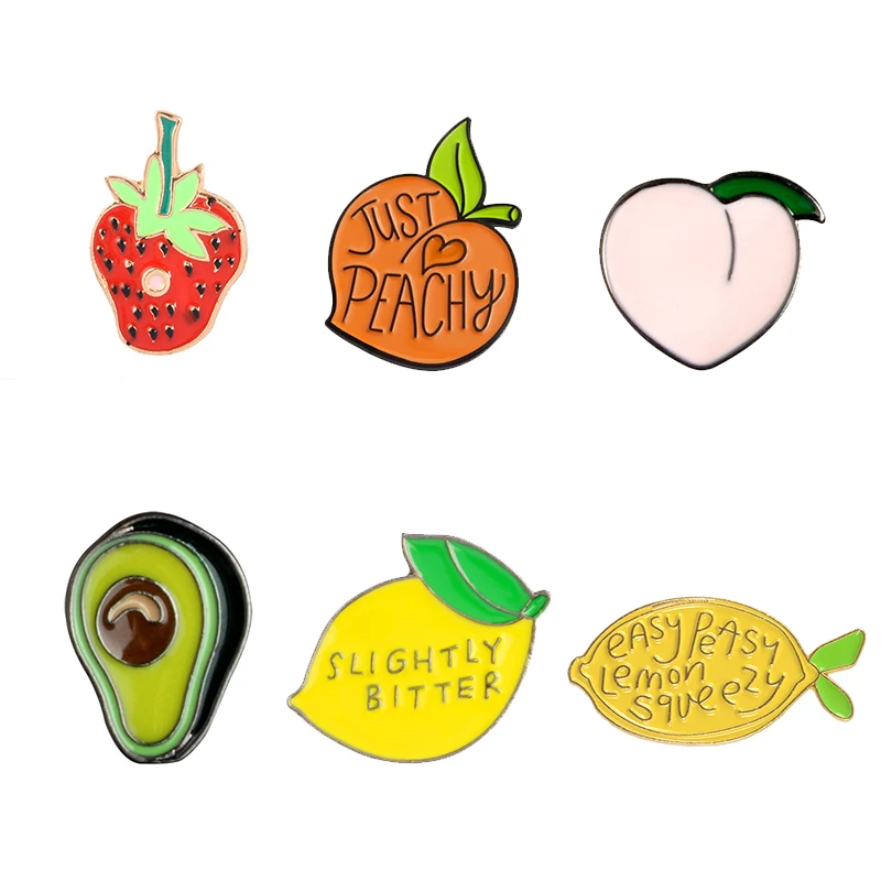 Cartoon Fashion Fruit Enamel Pins Cute Peach Lemon Strawberry Avocado Heart Fish Soft Enamel Lapel Pin Badge Brooches
Cartoon Fashion Fruit Enamel Pins Cute Peach Lemon Strawberry Avocado Heart Fish Soft Enamel Lapel Pin Badge Brooches