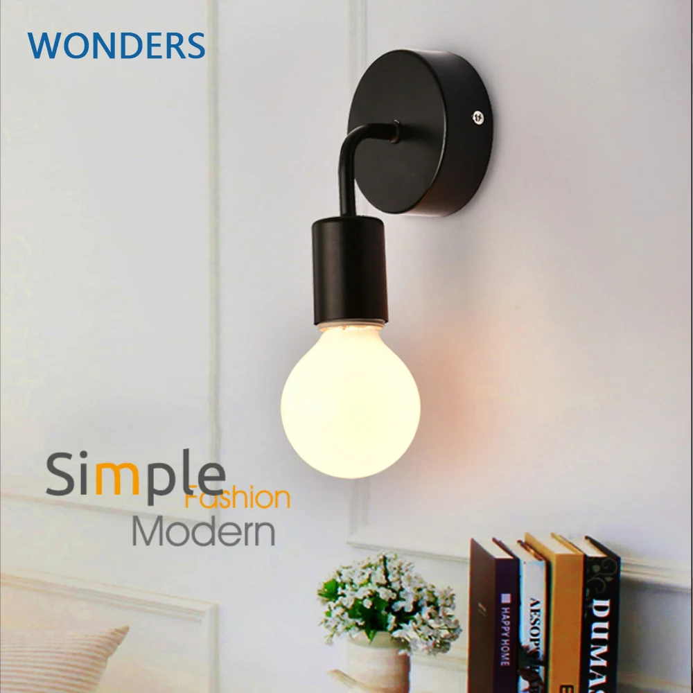 

Simple Wall Lamp Vintag Indoor Lighting Black white LED Sconce Wall Light Fixtures For Home Bedroom Bedside bar hotel