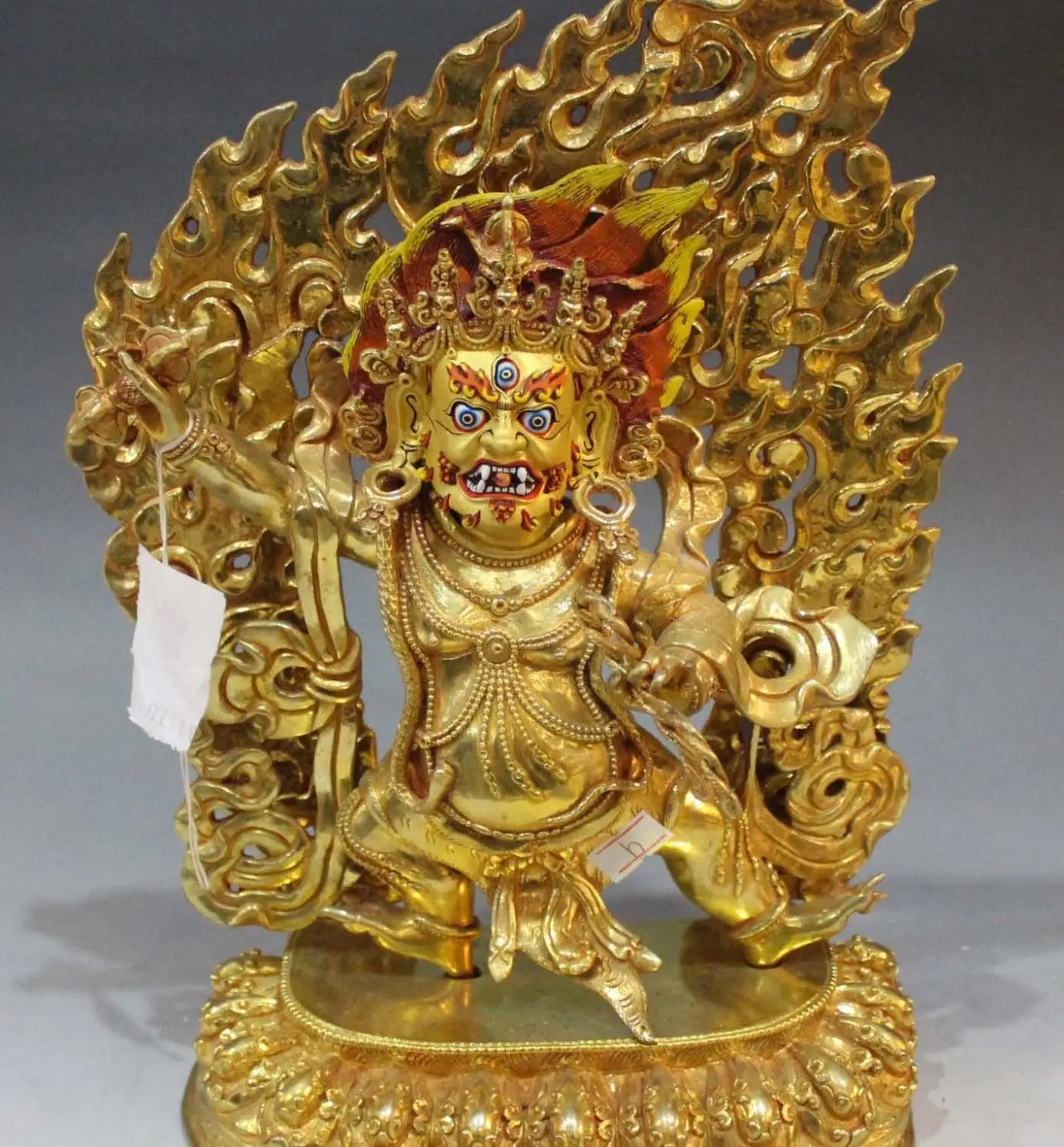 12"Tibet Buddhism Bronze 24K Gold painting Mahakala Wrathful Deity Buddha Statue
12"Tibet Buddhism Bronze 24K Gold painting Mahakala Wrathful Deity Buddha Statue