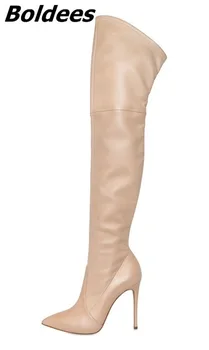 Concise Style Nude PU Leather Stiletto High Heel Long Boots Woman Fancy Pointed Toe Thigh High Boots Celebrity
Concise Style Nude PU Leather Stiletto High Heel Long Boots Woman Fancy Pointed Toe Thigh High Boots Celebrity
