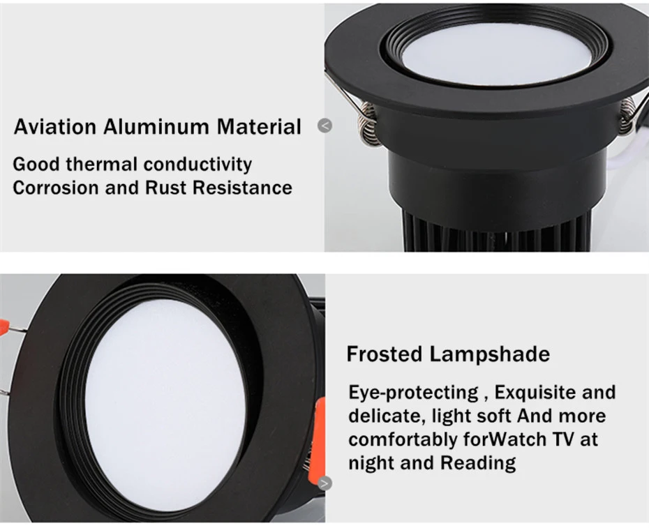 Adjustable LED Downlight Dimmable Ceiling lamp 5W 9W 12W Warm White/Natural White/Cold White Recessed LED Lamp Spot Light