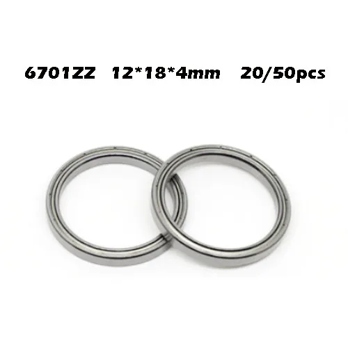 

6701ZZ Bearing ABEC-1 ( 20/50PCS ) 12*18*4 mm Slim Thin Section 6701 Z ZZ Ball Bearings 61701ZZ 6701Z