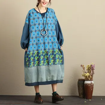 Knitted cowboy Sleeve Robe 2017 Women Quality Clothing Printed O-Neck Dress Loose Female Patchwork Pullover Dresses G101803
Knitted cowboy Sleeve Robe 2017 Women Quality Clothing Printed O-Neck Dress Loose Female Patchwork Pullover Dresses G101803