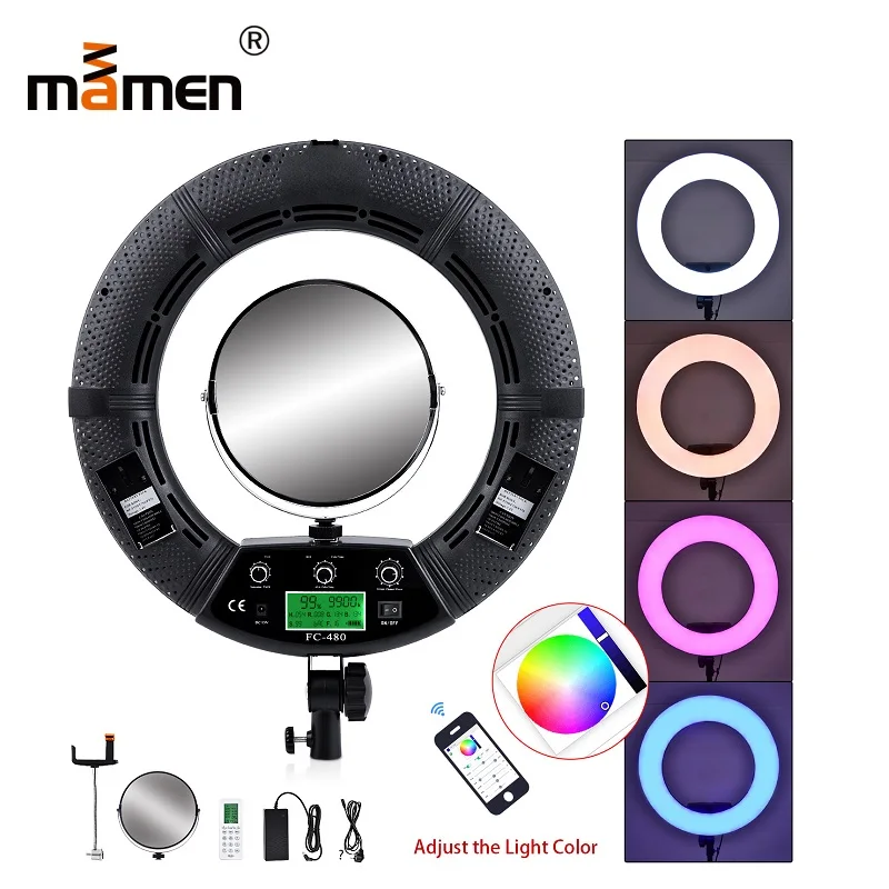 Mamen Ring Light 96W 2800-10000K 4800LM Phone Wireless Remote Control Photography Lighting Photo Studio Video Camera LED Light
Mamen Ring Light 96W 2800-10000K 4800LM Phone Wireless Remote Control Photography Lighting Photo Studio Video Camera LED Light