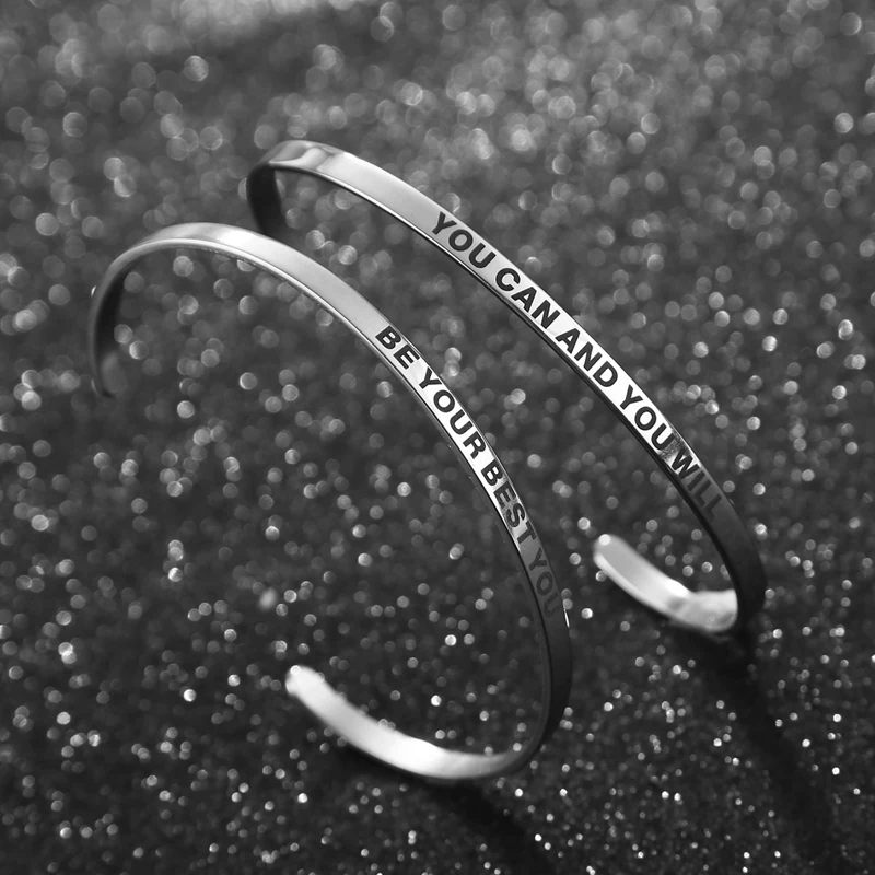New Adjustable Stainless Steel Bangle Engraved Positive Inspirational Quote Handmade Cuff Bracelets For Women Best Gifts
New Adjustable Stainless Steel Bangle Engraved Positive Inspirational Quote Handmade Cuff Bracelets For Women Best Gifts