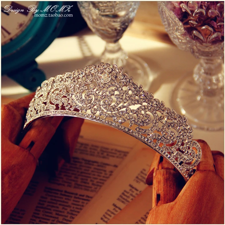 Newest Hot sale Crystal Glass Tiara Crown Woman Hair Jewelry Rhinestones Wedding Crown Hairwear Bride Accessories (5)
