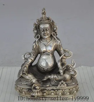 christmas tibet buddhism silver wealth mouse lotus Yellow Jambhala buddha Mammon statue halloween