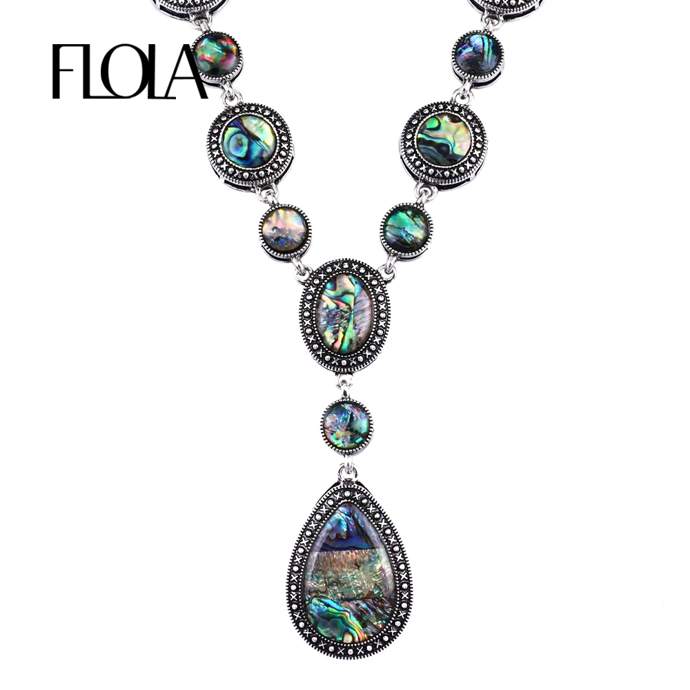 FLOLA Vintage Bohemian Big Water Drop Abalone Shell Necklace Antique Silver Plated Fashion Boho Jewelry nken53
FLOLA Vintage Bohemian Big Water Drop Abalone Shell Necklace Antique Silver Plated Fashion Boho Jewelry nken53
