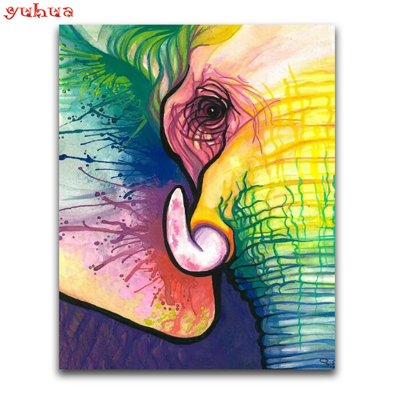 Full Round Diamond mosaic Animal colorful Square embroidery Cross stitch sale 5D DIY painting Elephant | Дом и сад