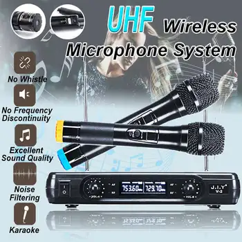 UHF Wireless Microphone Dual Channel 2 Handheld Mic One for Two V-segment Microphone Amplification for Home KTV Party Computer
UHF Wireless Microphone Dual Channel 2 Handheld Mic One for Two V-segment Microphone Amplification for Home KTV Party Computer
