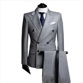 2018 Double Breasted Light Grey Mens Blazer Groom Suit tuxedo costume homme Peak Lapel gray terno slim fit Wedding Suits For Men
2018 Double Breasted Light Grey Mens Blazer Groom Suit tuxedo costume homme Peak Lapel gray terno slim fit Wedding Suits For Men