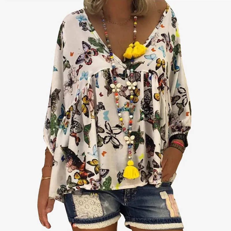 Bohemian Floral V-Neck Tunic Women's Blouses Tops Nine Quarter Sleeve Vintage Feminine Blouse 2019 Summer Boho Woman Shirts 5XL
Bohemian Floral V-Neck Tunic Women's Blouses Tops Nine Quarter Sleeve Vintage Feminine Blouse 2019 Summer Boho Woman Shirts 5XL