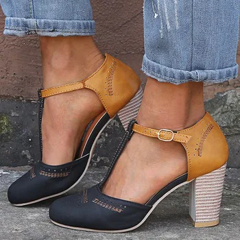 Summer Women Pump Brogue Casual High Thick Heels Buckle Strap Flock Antiskid Bottom Ladies Shoes Wedding Sandalias Mujer KSH560W
Summer Women Pump Brogue Casual High Thick Heels Buckle Strap Flock Antiskid Bottom Ladies Shoes Wedding Sandalias Mujer KSH560W