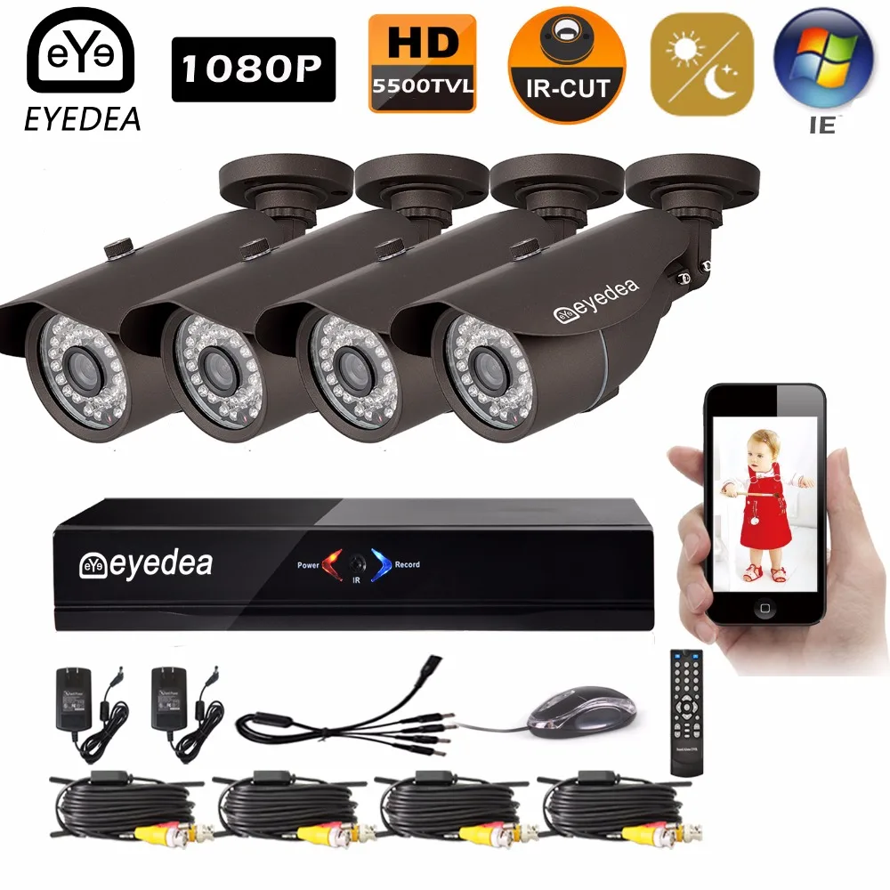 Eyedea 8CH Standalone Remote View DVR NVR Recorder HD 1080P 2.0MP Black 5500TVL Outdoor Waterproof CCTV Security 4 Camera System
Eyedea 8CH Standalone Remote View DVR NVR Recorder HD 1080P 2.0MP Black 5500TVL Outdoor Waterproof CCTV Security 4 Camera System