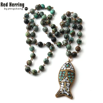 Fashion Link African Stone Ethnic Necklace Bohemian Tribal Jewelry Fish Pendant Halsband For Women Natural Stone Bead Neck
Fashion Link African Stone Ethnic Necklace Bohemian Tribal Jewelry Fish Pendant Halsband For Women Natural Stone Bead Neck