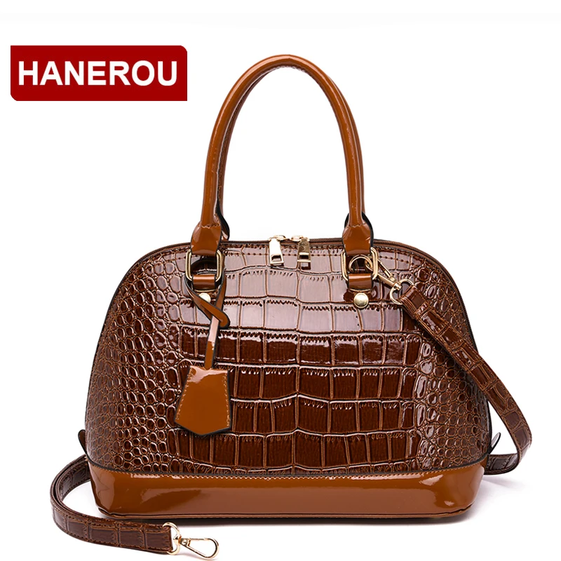 Women Shell Bags High Quality Patent Leather Handbags Alligator Tote Bags Patchwork Women Handbag Large Capacity Shoulder Bag
Women Shell Bags High Quality Patent Leather Handbags Alligator Tote Bags Patchwork Women Handbag Large Capacity Shoulder Bag