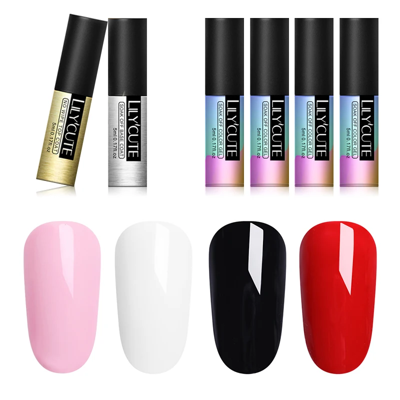 LILYCUTE 6 Bottles Series Nail Polish 5ml Black White Red Gray Soak Off UV Gel Polish Glue Lacquer Manicure Base Top Coat
LILYCUTE 6 Bottles Series Nail Polish 5ml Black White Red Gray Soak Off UV Gel Polish Glue Lacquer Manicure Base Top Coat